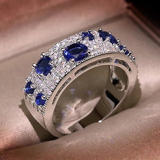 Ladies Blue White Cubic Zirconia Ring Luxury Wedding Accessories