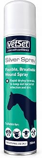 Silver Antiseptic Spray for Animal Wounds, Horses, Dogs & Livestock, 250ml | Aluminium Coating for External Wounds & Abrasions, Veterinary Care, Breathable Protective Barrier, Antibacterial Formula