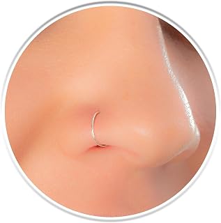 ROMAXO 2 Pcs Plain Silver Nose Ring 20g Piercing Jewellery, 6mm 8mm Nose Rings hoop Snug and Super Snug Nose Ear Lip ring Tragus Septum Piercing Jewellery, stainless Steel Women Girl's Gift