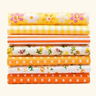 7 Pieces Floral Cotton Fabric – for DIY Decoration, Handicraft Sewing, Precut, Sewing Quilt (19.6" x 19.6")