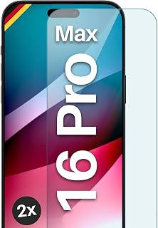 moex Tempered Glass Screen Protector for Apple iPhone 16 Pro Max, Robust and Scratch-Resistant, Shatterproof Tempered Glass Screen Protector, HD Clear Glass Screen Protector, Pack of 2