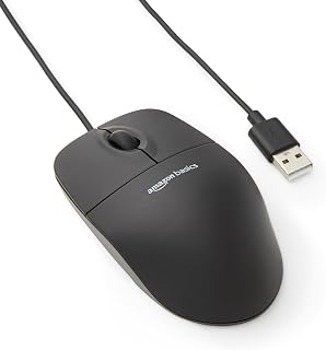 Amazon Basics 3-Button USB Wired Computer Mouse (Black), 1-Pack