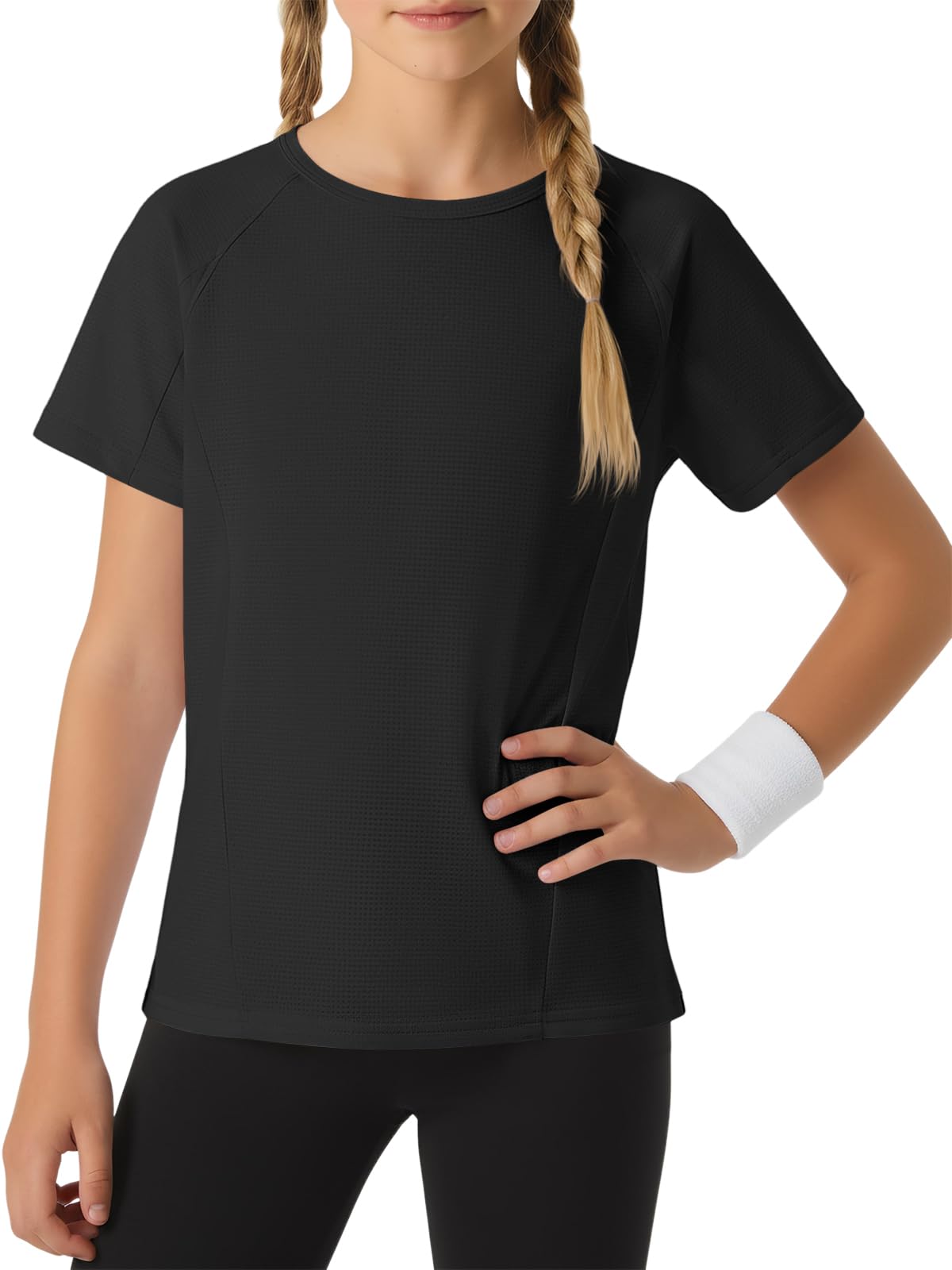 Haloumoning Magliette sportive a maniche corte a blocchi di colore per ragazze, 