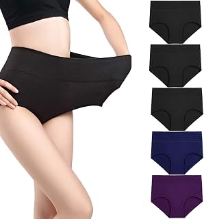wirarpa Women's High Waist Cotton Underwear Soft Full Brief Panties Multipack