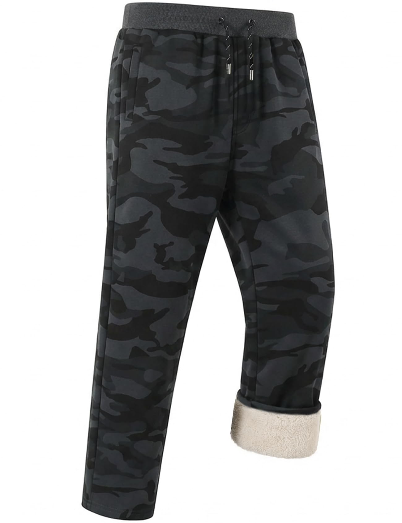 Gihuo Men's Winter Warm Fleece Pants Sherpa Fleece Lined Jogger Pants Sweatpants