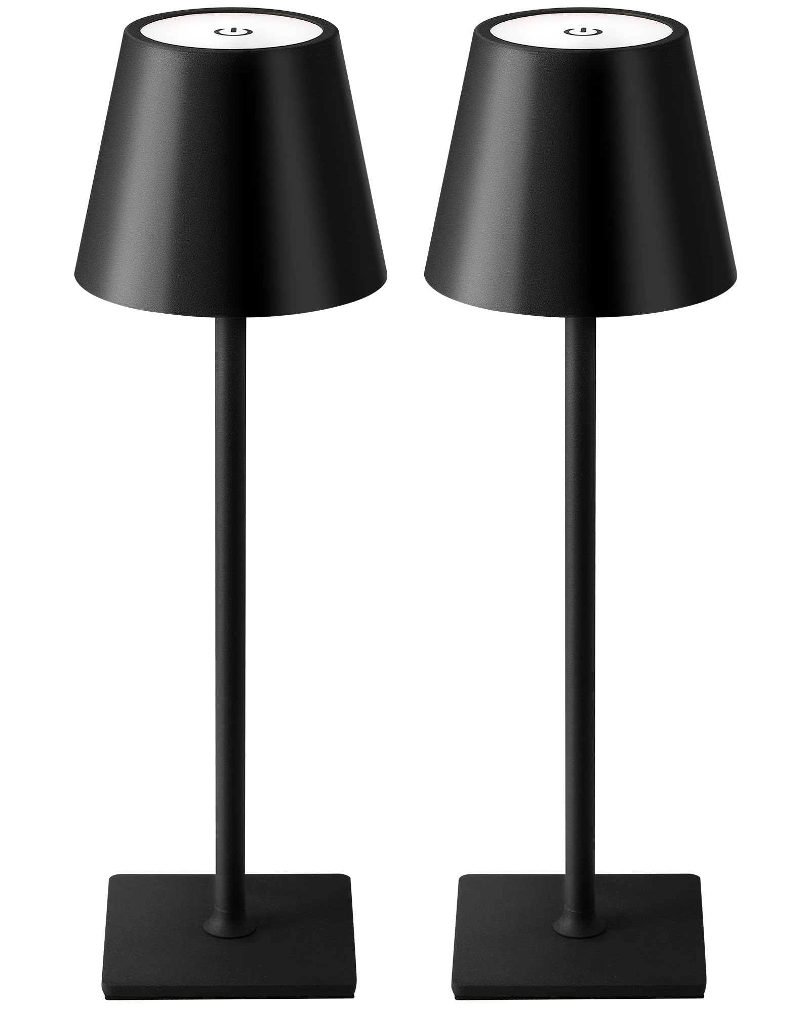 KDG 2 Pack Cordless Black Table Lamps, Rechargeable Portable LED Desk Lamps | 50