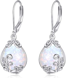 POPLYKE Sterling Silver Celtic Moonstone Filigree Drop Earrings