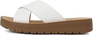 SODA LUCY ~ Sandali da donna Open Toe Flatform Platform Crisscross Band superiore Fashion Slide, bianco, 43 EU