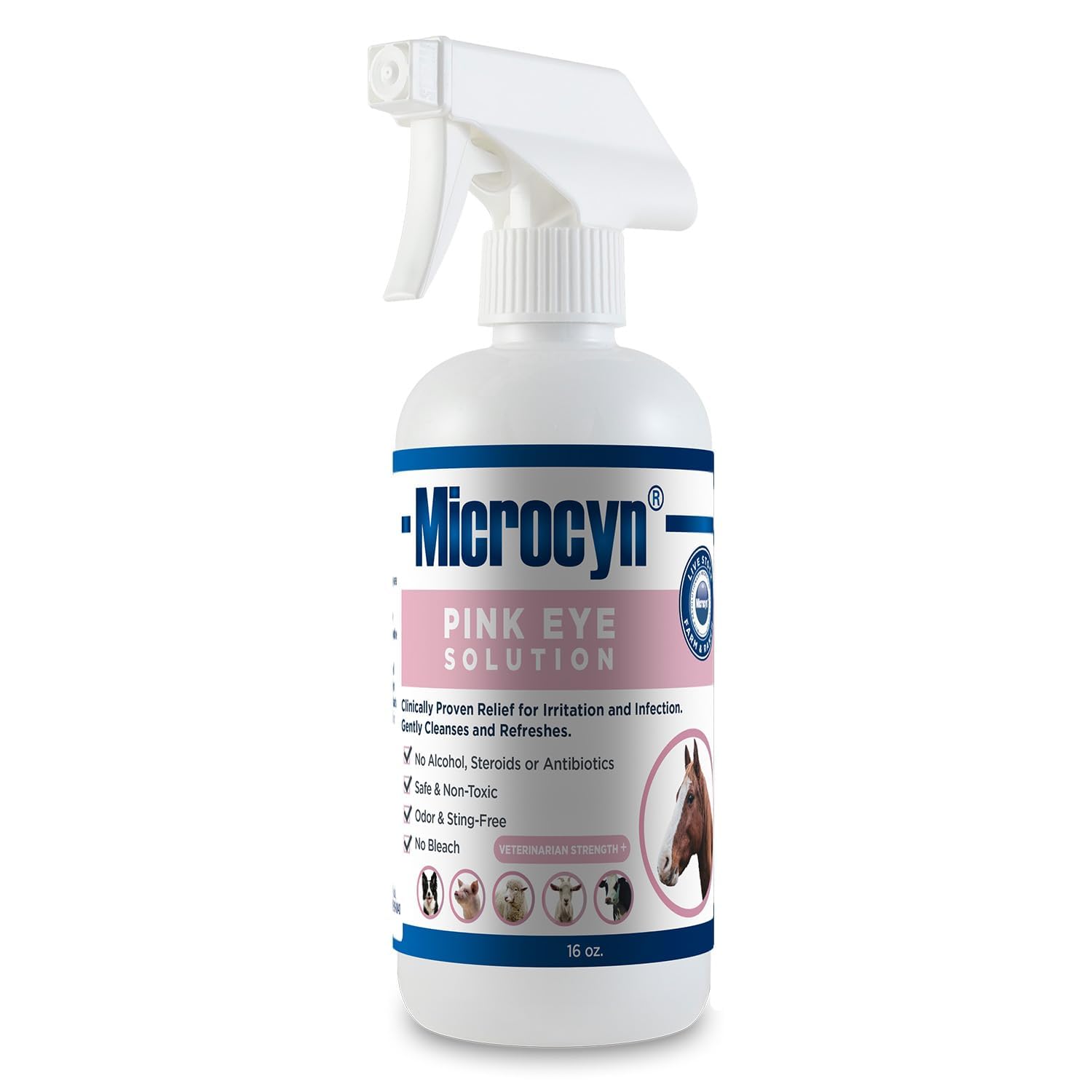 Microcyn Pink Eye Solution for Livestock – Gentle Eye Care Formula Supports Reli