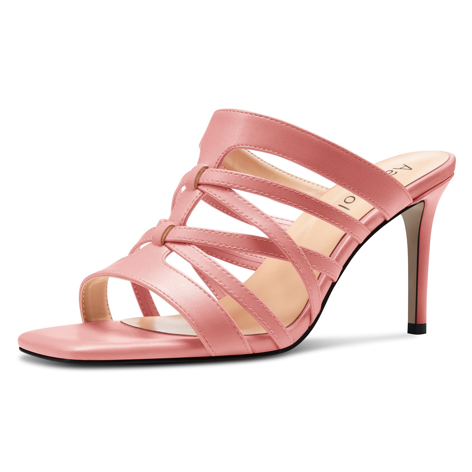 Aachcol Women's Medium Heel Open Heel Square Toe Sandals Slip-on Wedding Summer 