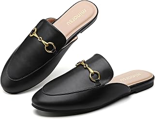 Minorsu Buckle Mules for Women Flats Loafers Shoes for Work Office Business
