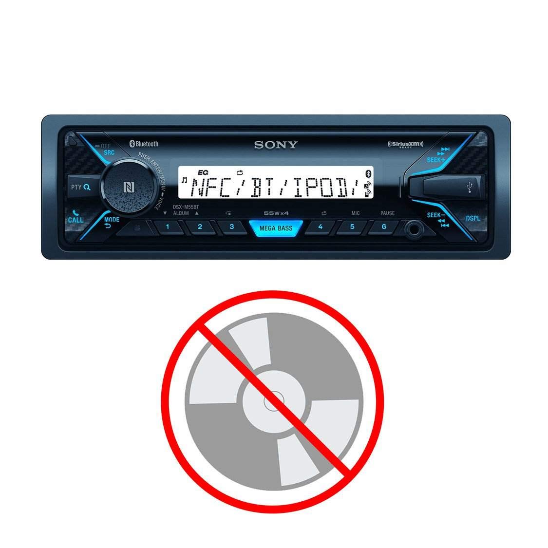 Sony DSXM55BT Bluetooth Marine Digital Media Stereo Receiver SiriusXM Ready, Sin