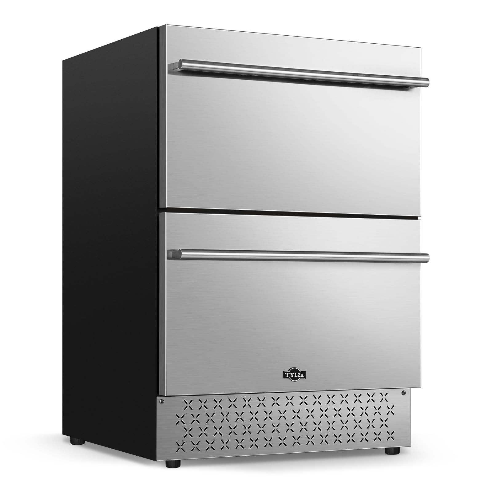 Tylza 24" Drawer Beverage Fridge 145 Can Stainless Quiet | Fast cool, <38dB, und
