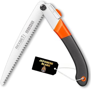 REXBETI 11-Inch Folding Saw, Heavy Duty Hand Saw, Wood & Camping, SK5 Steel | Pruning Saw with 7 TPI Staggered Teeth for Tree Limb Cutting and Tree Trimming, Ideal Hand Saw for Green Wood and Firewood