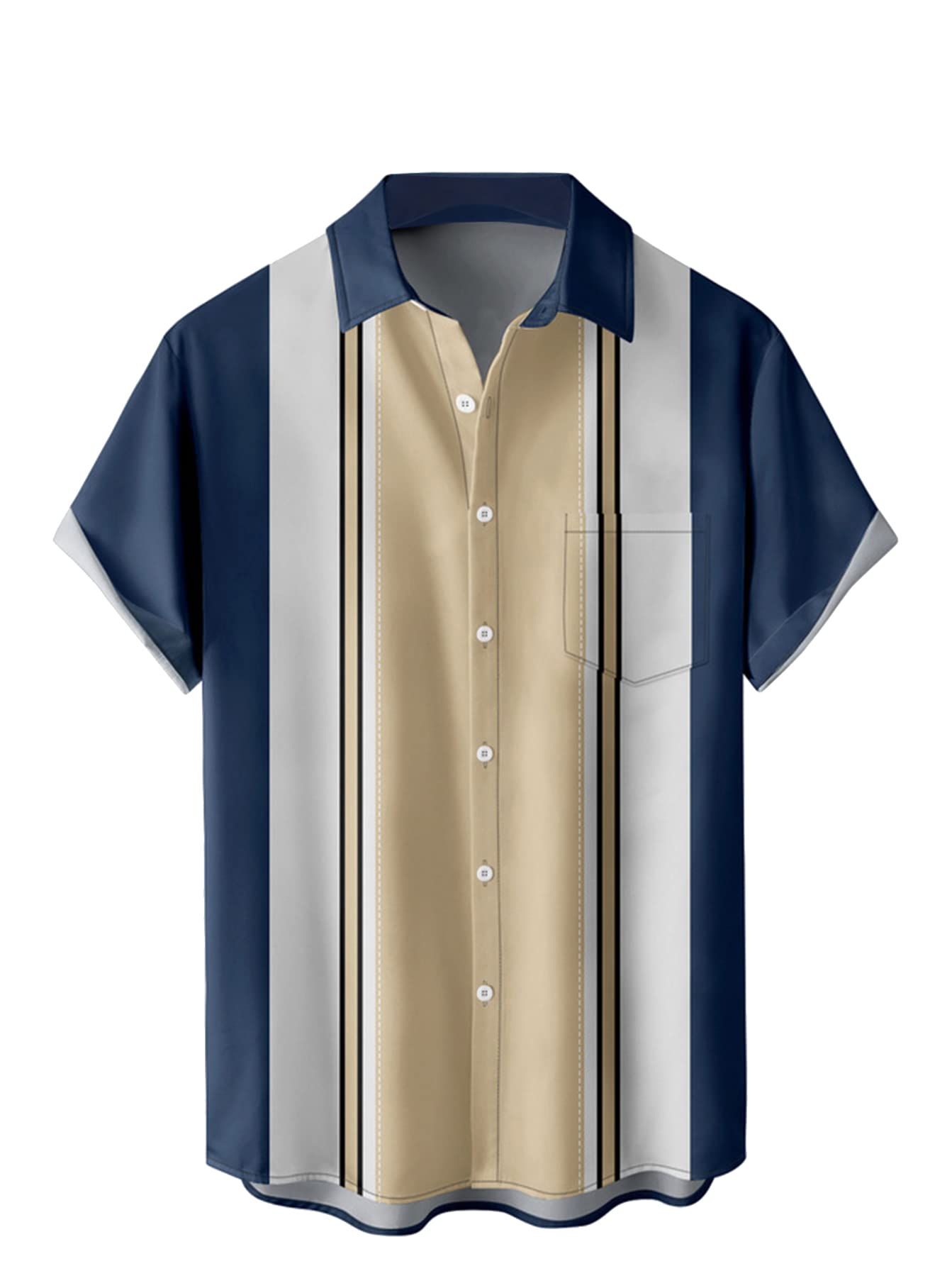 Hawaiian Shirts for Men, Print Casual Short Sleeve Button Down Resort Shirts Bea