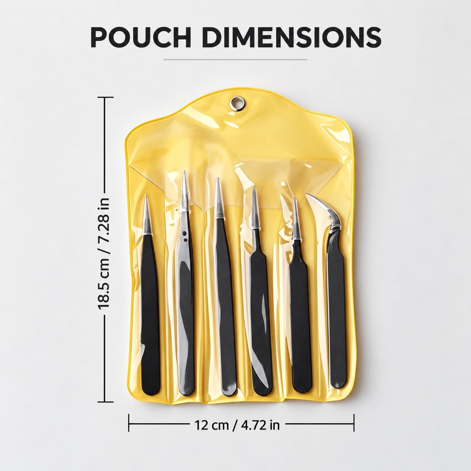 6pcs Stainless Steel Tweezers Precision Curved Tool for Maintenance, Industrial 