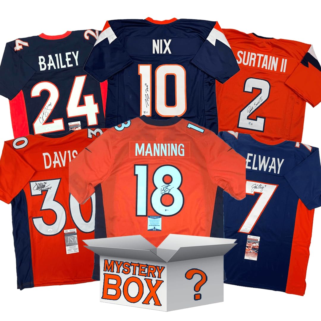Autographed/Signed Denver Football Jersey Mystery Box with PSA JSA or Beckett CO