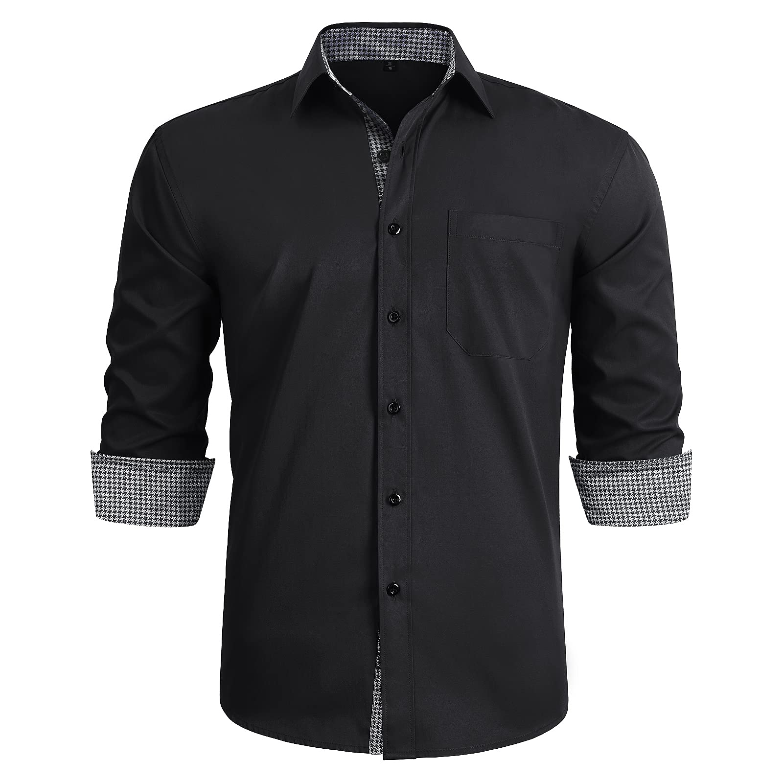 HISDERN Men's Shirt, Formal Casual Shirt, Business Shirts, Leisure Shirts, Long-