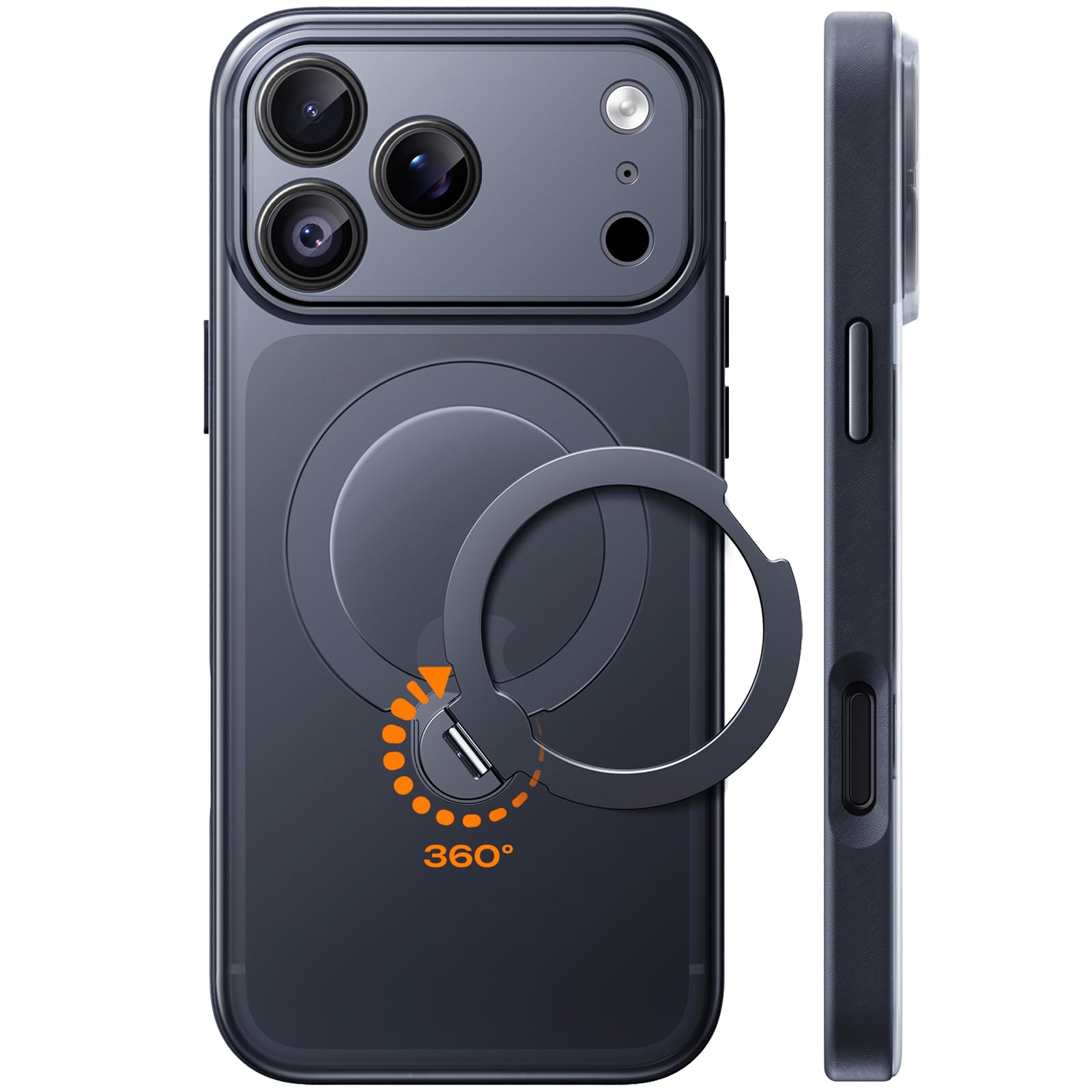 TOCOL for iPhone 18 Pro Max Case with 360° Magnetic Stand, Black | Compatible wi