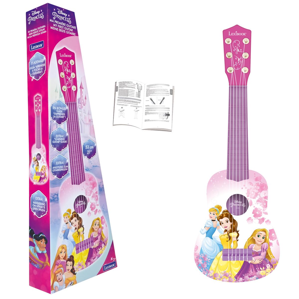 Lexibook Disney Principessa Rapunzel La mia Prima Chitarra, 6 corde in nylon, 53