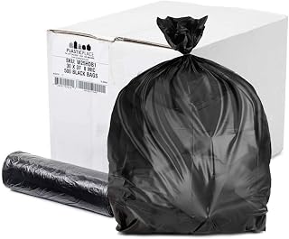 Plasticplace 25 Gallon High Density Trash Bags │ 8 Microns │ Black Garbage Can Liners │ 30” x 37” (500 Count)
