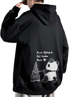 Bligo Men's Hoodie, L-5XL, Sweatshirt, Autumn Clothing, Long Sleeve, Round Neck, With Pockets, Large Size, Panda Pattern, Loose, Plain, Stylish, Pullover, Casual, Back Print, Simple, Popular, Soft