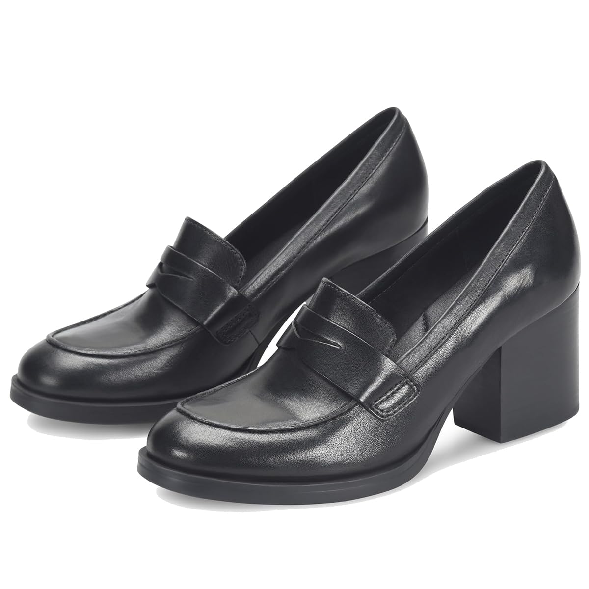 SHODENSE Women Vintage Chunky Heel Loafers Pumps Platform Round Closed Toe Oxfor