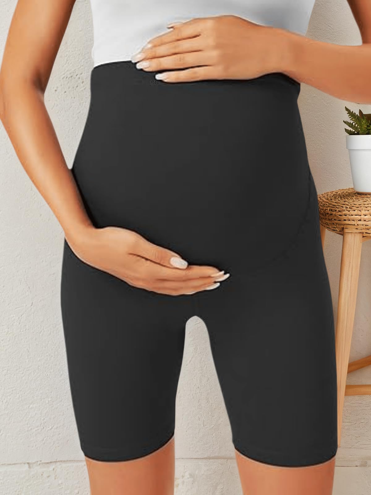 Maternity Workout Shorts High Waist Comfy Over Belly Pregnancy Activewear Lounge