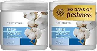 SMELLS BEGONE 15oz Gel Odor Eliminator - Absorb &amp; Remove Tough Odors in Pet Areas, Bathrooms, Basements, Garage, Cars, RVs &amp; Boats - Eliminate Odors Quickly (2-Pack, Fresh Cotton)