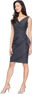 Alex Evenings Slimming Short Ruched Cocktail Dress with Ruffle (Petite And Regular Sizes) Women's Dress (Pack of 1)