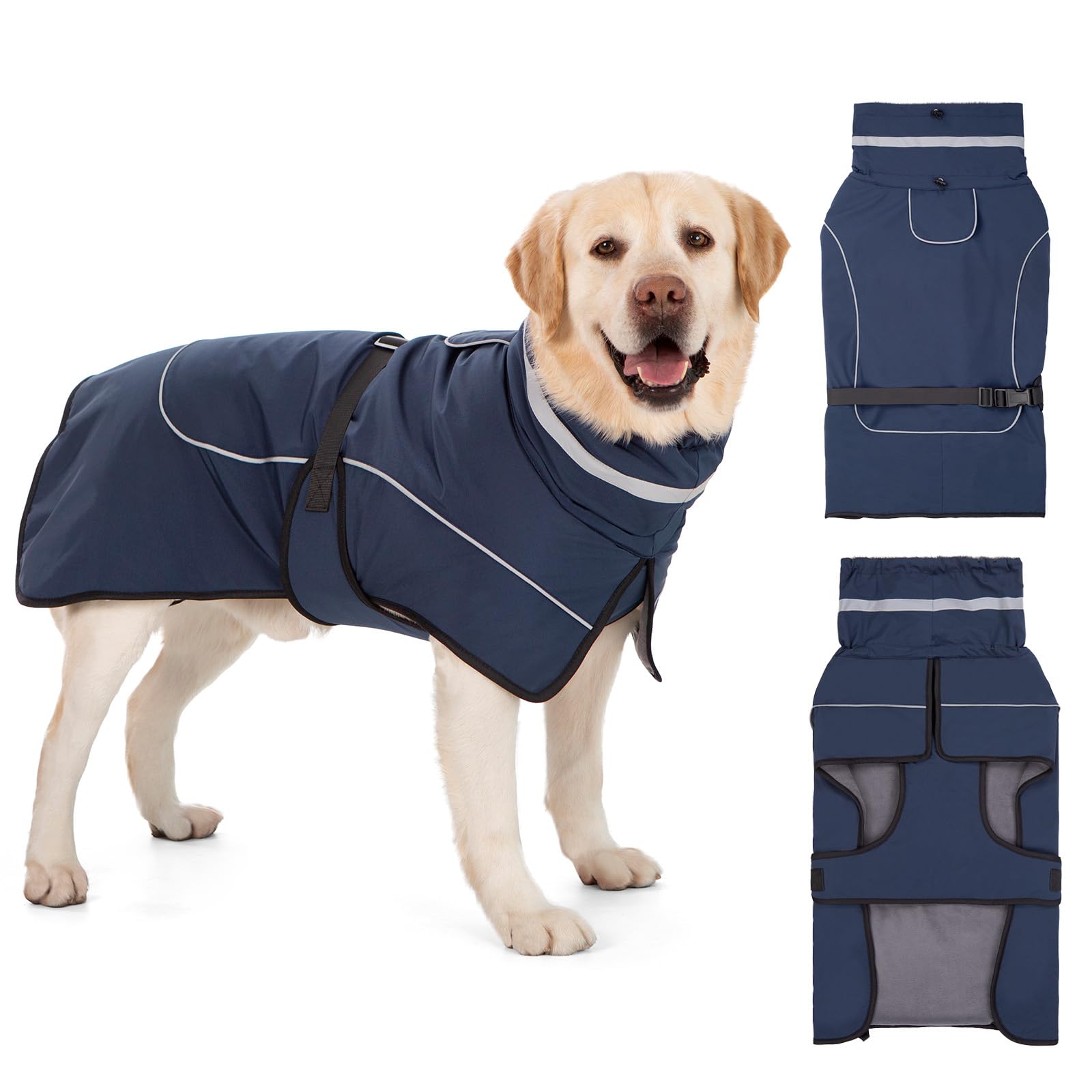Waterproof Dog Coat Winter Jacket Warm Dogs Coats with Collar Fleece Coats Water
