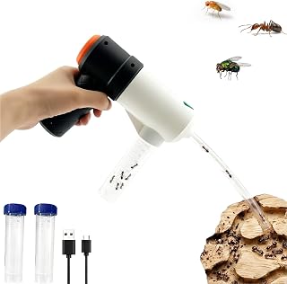 Ant Test Tube,Bug Collection Kit,Type-C Rechargeable with Adjustable Suction,0.3in ID Flexible Hose and 2 Pcs 50ml Collection Tubes, for Outdoor Insect Catching and Formicarium Relocation
