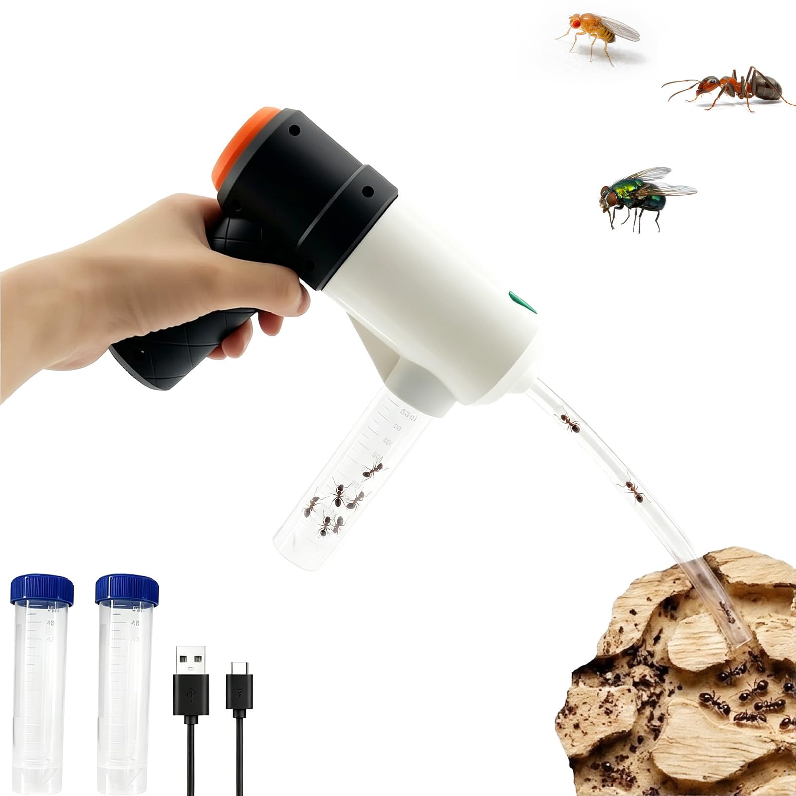 Ant Test Tube,Bug Collection Kit,Type-C Rechargeable with Adjustable Suction,0.3