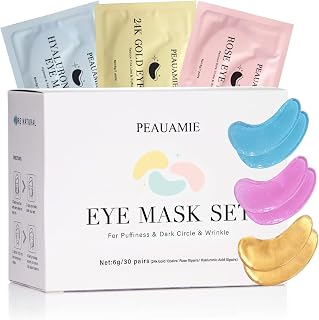 PEAUAMIE Under Eye Patches Gold and Hyaluronic Acid for puffy eyes,Rose Eye Masks for Dark Circles and Puffiness skin care Smooth Wrinkles products 30 Pairs