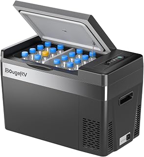 BougeRV 12v refrigerator 30 Quart, -8℉~50℉ Portable Freezer for Car, Black | No Ice Needed, Use as Fridge or Freezer, Fast 15-Min Cool to 32°F, 12/24V DC, 110V AC, Electric Cooler for Camping, Road Trip