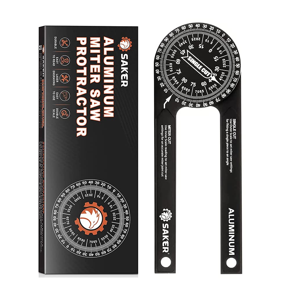 Saker Miter Saw Protractor 7-Inch Aluminum Protractor Angle Finder Black | Featu