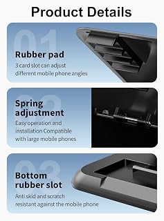 Car Phone Holder with Foldable, Mount Silicone Car Pad Mat for Various Dashboards, Cell Phone Mount for iPhone, Samsung, Android Smart Phones, GPS Devices and More, Black