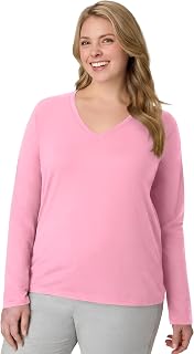 Hanes Women's Originals Long Sleeve Cotton T-Shirt, Lightweight Crewneck Tee, Modern Fit