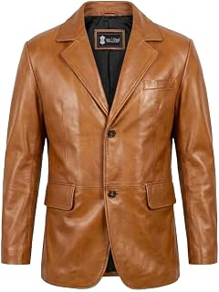 Isaac & David Chicago Lambskin Genuine Casual Wear Leather Blazer Sport Coat Classic Button Closure for Men 2 Button Coat