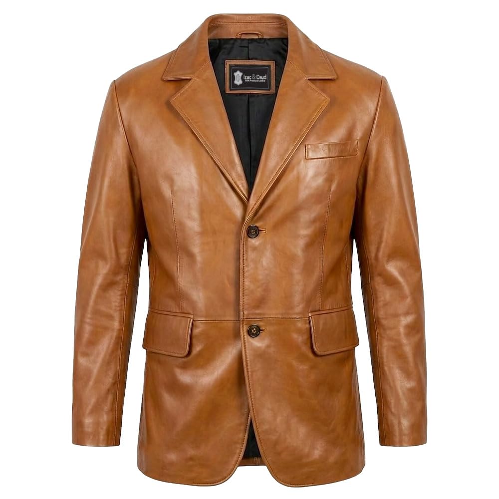 Isaac & David Chicago Lambskin Genuine Casual Wear Leather Blazer Sport Coat Cla