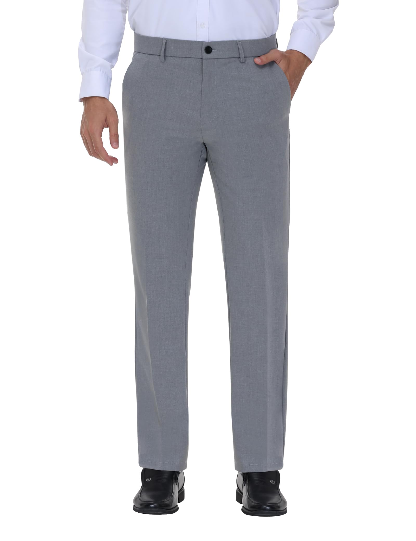 Soojun Men's Modern Fit Flex Flat Front Dress Pants
