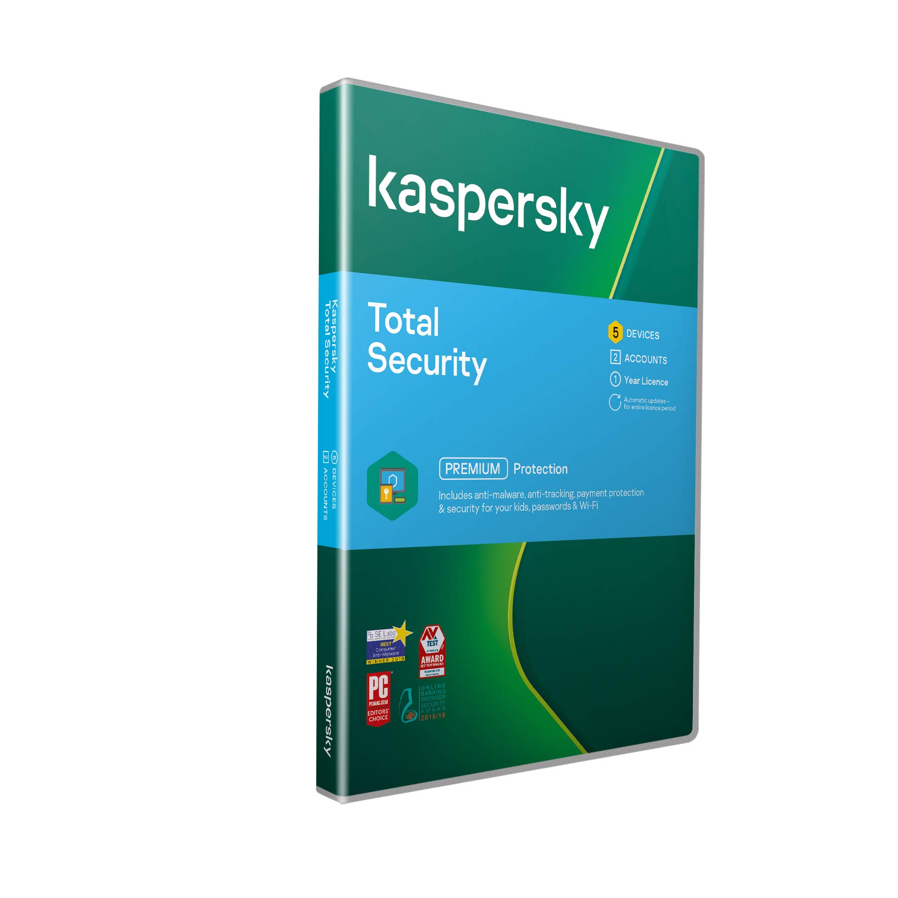 Kaspersky Total Security 2018, 5 Devices, 1 Year | PC/Mac/Android | Download