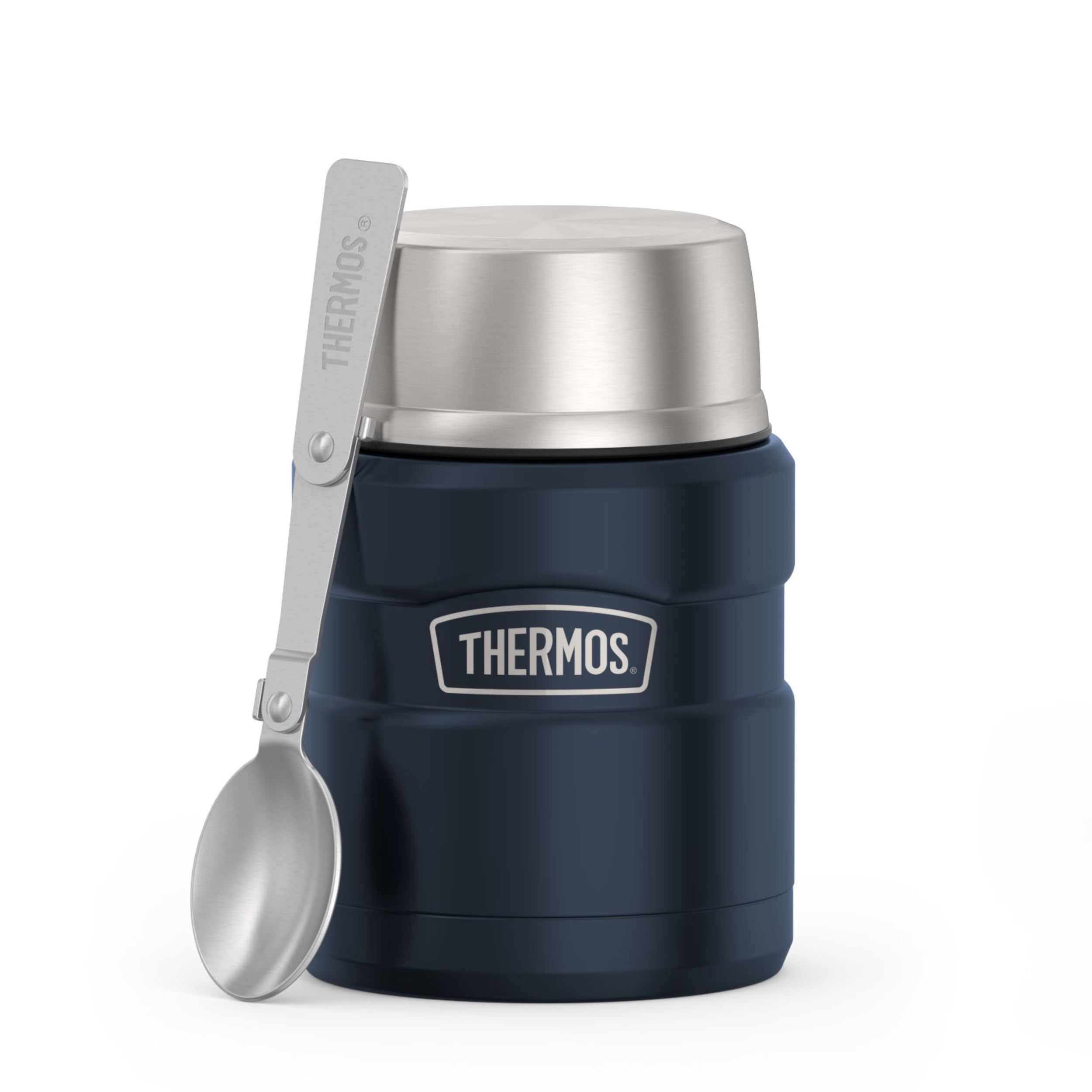 THERMOS Stainless King Food Jar with Spoon,16oz, Matte Mid Blue | Stainless Stee