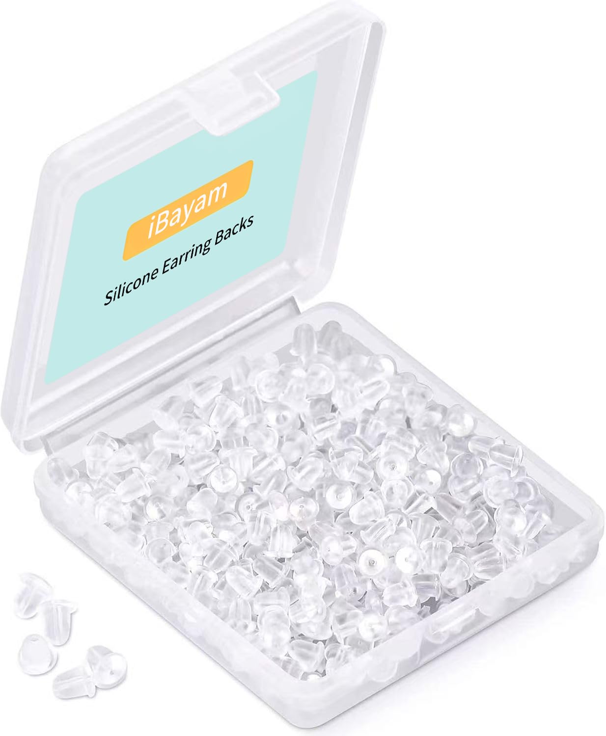 iBayam Silicone Earring Backs Earring Backings 1200Pcs, Soft Clear Silicone | Fi