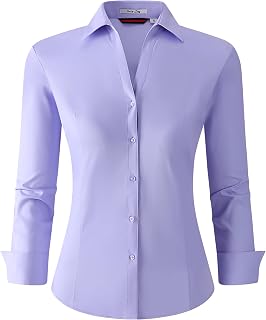 Alex Vando Women's Long Sleeve Dress Shirt Wrinkle Free Stretch Casual Work Blouse Tops