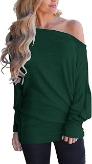 Eniloyal off shoulder tops for women, batwing long sleeve shirts, loose blouse, fashion, oversized tunic, pullover