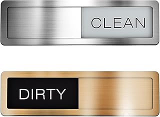 2 Pack Clean Dirty Dishwasher Magnet, Dishwasher Clean Dirty Sign Label Tag | Minimalist Luxury Gold & Silver Indicator for Kitchen Dish Washer, Strong Magnet with Adhesive Options, Easy to Push & Read