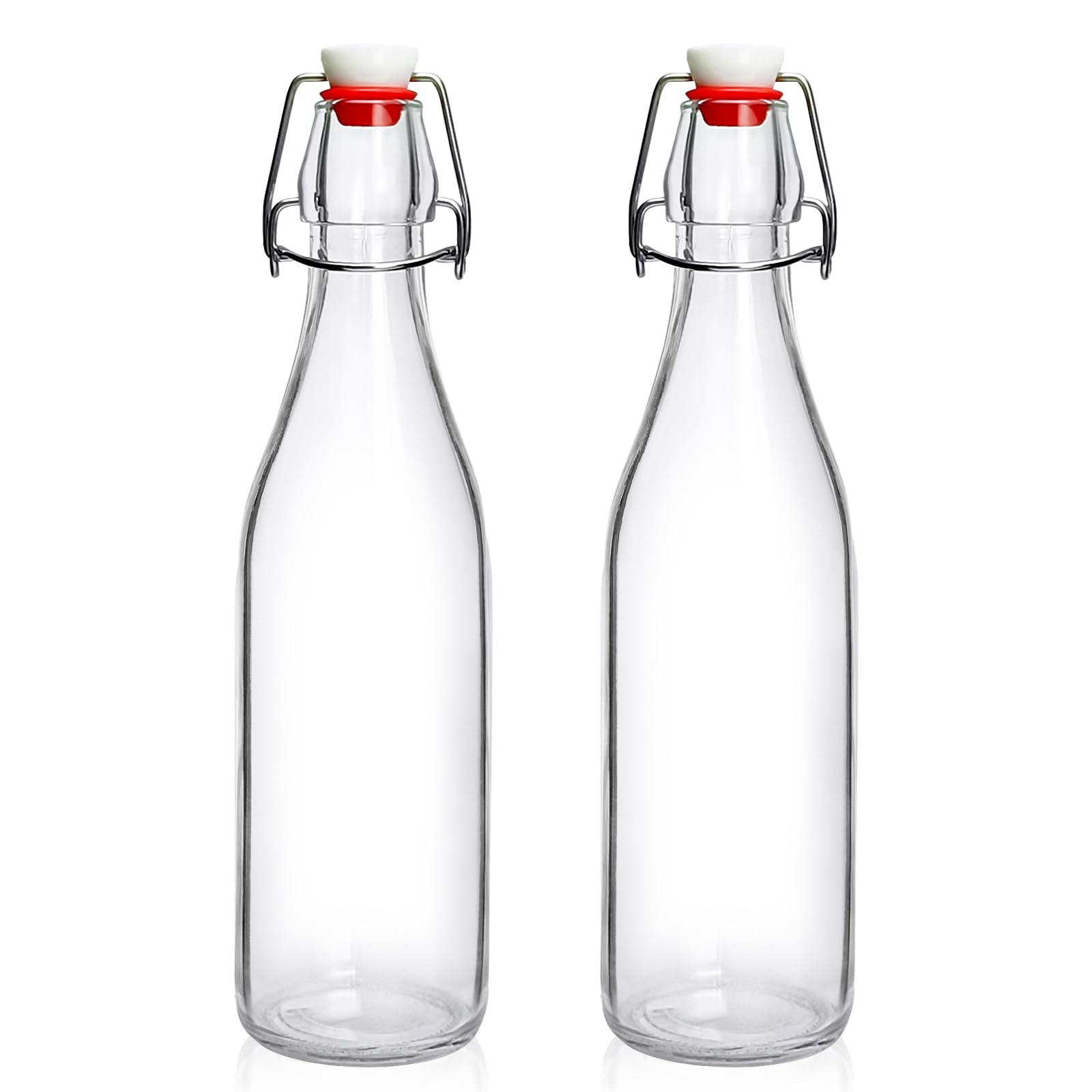 2 Pack Swing Top Glass Bottles,16oz Flip Glass Bottle with Airtight Lid | Airtig