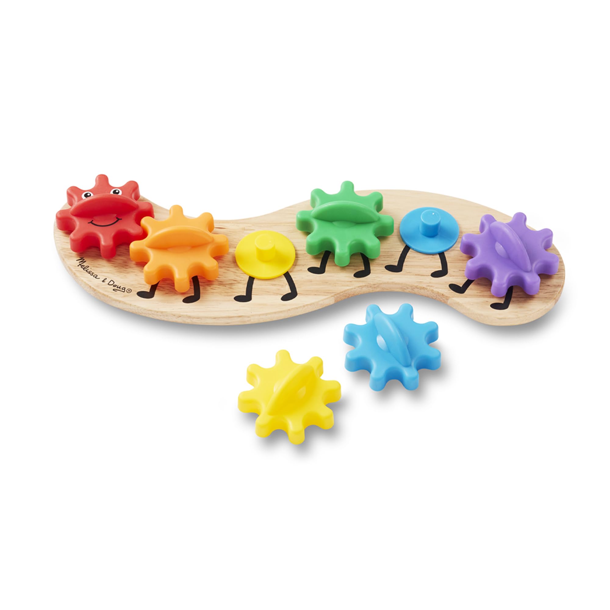 Melissa & Doug Caterpillar Gear Educational Toy | 7 Pcs, Wooden Peg Base, 6 Inte