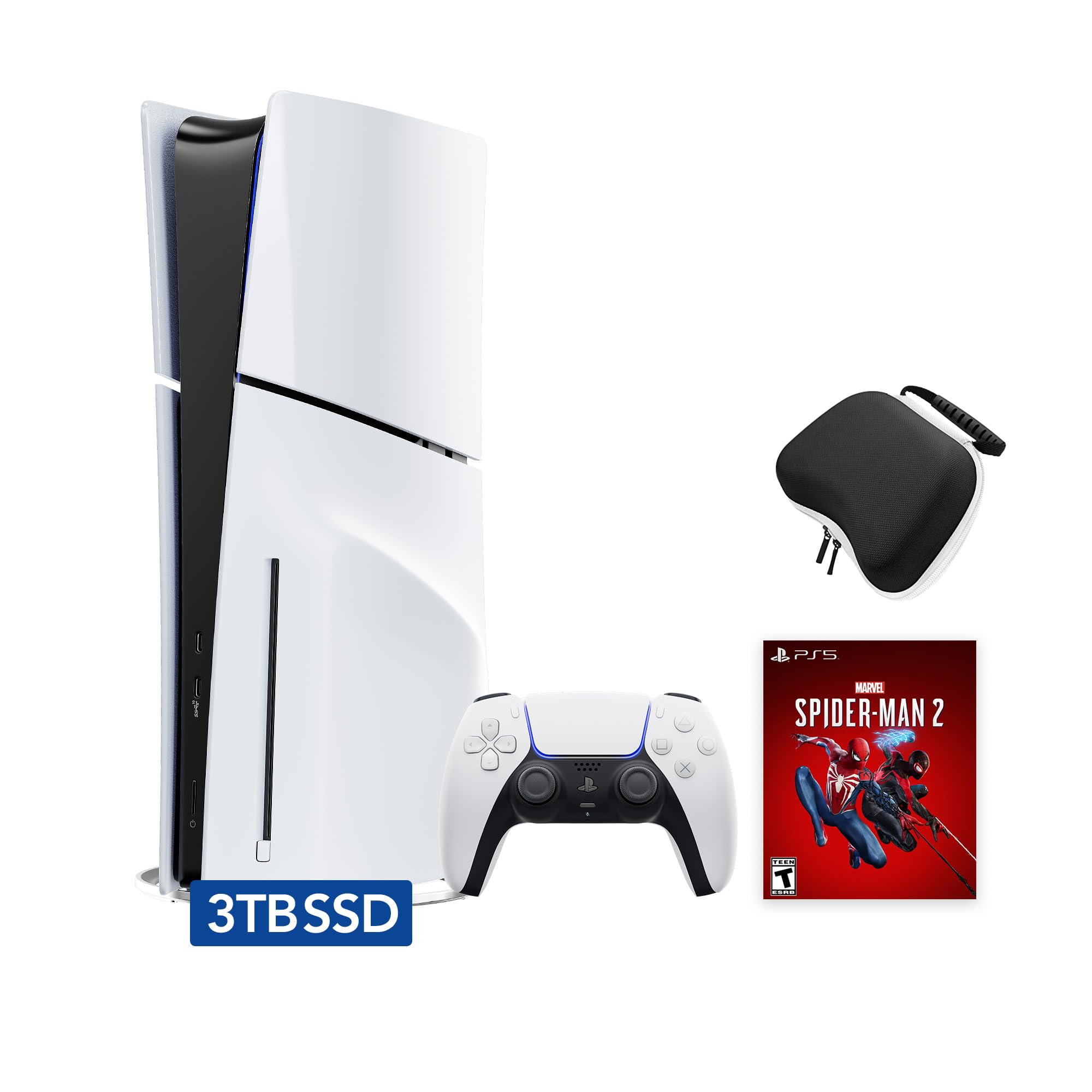 Sony PlayStation 5 Slim Upgraded 3TB Disc Edition Spider-Man 2 Bundle - White, S